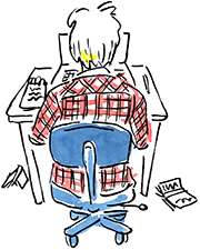 Illustration of a person at a desk